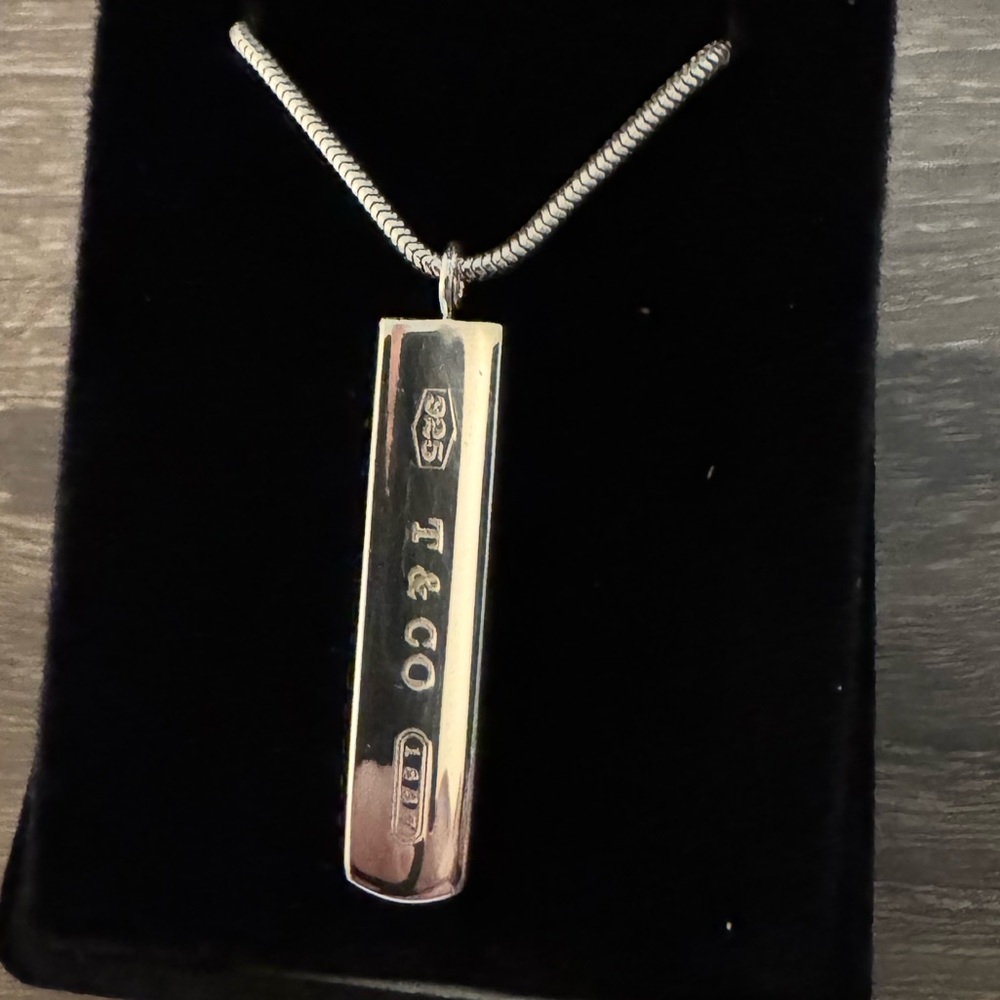 Authentic Tiffany & Co. Sterling Silver 1837 Bar Pendant Necklace